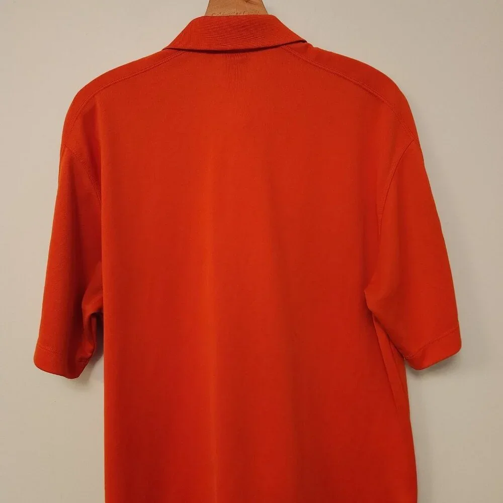 Nike Golf Dri-Fit‎ Polo Shirt Orange Short Sleeve Polyester Mens Size Large EUC